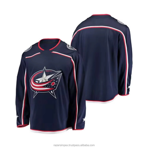 Maillot de hockey sur glace respirant personnalisé, 100 % polyester, imprimé par transfert thermique, broderie en tissu éponge, poids du tissu 220 g, pour homme - Product Image 4