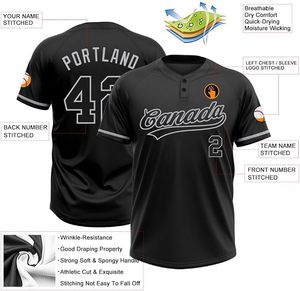 Maillots de baseball personnalisés à deux boutons, chemises de softball et de baseball brodées avec nom, numéro et logo pour hommes, femmes et jeunes - Product Image 3
