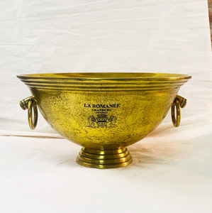 Bol à champagne antique en aluminium avec poignées en anneau, finition laiton antique, capacité 5L, anti-fuite, refroidisseur à vin pour fêtes - Product Image 1
