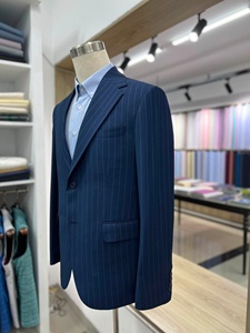 Traje Formal de Hombre Estilo Británico Americano con Rayas Finas, Mezcla de Lana y Poliéster, Cuello Solapa, Transpirable para Negocios - Product Image 4