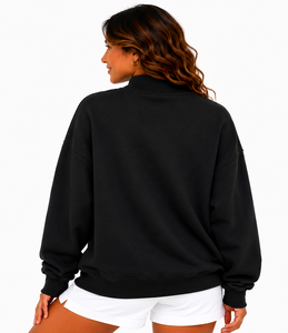 Sweat-shirt à col roulé surdimensionné pour femme, vente en gros, 100% coton molletonné, hiver, manches longues, pull - Product Image 4
