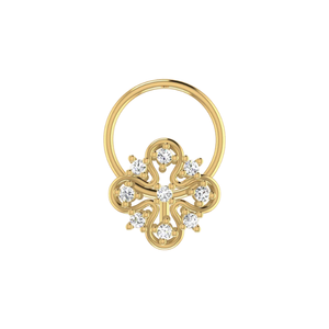 AJRETAIL - Piercing de Nariz de Diamante de 0.04 Quilates, Corte Brillante Redondo, Diseño de Flor, Oro de 14K, Estilo Étnico, Joyería Fina para Mujer - Product Image 1