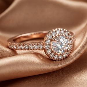 แหวนเพชรแท้ทรงกลมเม็ดเดี่ยว 1.10 กะรัต |   แหวนหมั้นประดับโรสโกลด์ 14K สำหรับผู้หญิง |   เครื่องประดับหรูหรา ของขวัญเครื่องประดับชั้นดี - Product Image 1