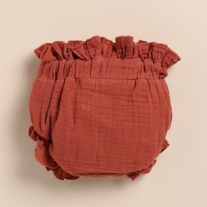 Organic Muslin Sleeveless Frill Top and Bloomer <b>Set</b> Premium Quality Olive + Picante <b>Baby</b> Clothing - Product Image 5