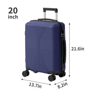 Valigia Trolley 3-in-1 Non-TSA Blu Navy in PP, Bagaglio da Viaggio di Lusso alla Moda, Leggero, 20in 28in, Fori Personalizzabili per Aeroporto - Product Image 3