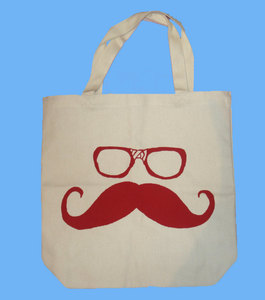Sac fourre-tout en jute pour femmes avec imprimé vintage moustache, ouverture supérieure |   Sac de courses décontracté, écologique, réutilisable, sac à main pour tous les jours - Product Image 1