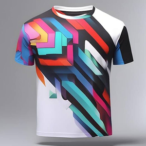Camiseta deportiva de manga corta con estampado por sublimación transpirable y personalizada — colores vibrantes, líneas llamativas y energía sin fin. Proveedor ODM. - Product Image 1