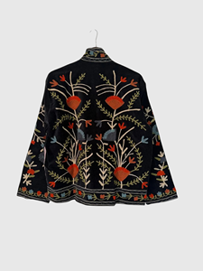 เสื้อแจ็คเก็ตคอจีนปักลายกระบองเพชร แขนยาว ทรงบ็อกซี่ ผ้าฝ้าย สำหรับผู้หญิงไซส์พลัส ใส่ได้ในฤดูใบไม้ผลิ - Product Image 1
