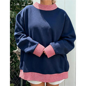Oversized Polka Dot Color Blocked Sweatshirt Women Long Sleeve Knitted Casual Autumn Wear Female Christmas Mock Neck - Product Image 3