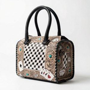 Checkered Genuine Leather Shoulder Bag Women <b>Handbag</b> Zipper Purse Portable Daily Travel Bag Luxurious Look - Product Image 4
