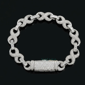 Bracelet unisexe de luxe en argent 925 plaqué or rose avec moissanite taille baguette, serti en canal, maillons de chaîne géométriques - Product Image 6
