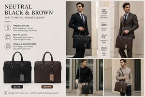 Porte-documents d'affaires de luxe en cuir véritable, grand format, imperméable, de haute qualité, durable, fermeture éclair, toutes saisons, pour hommes - Product Image 5