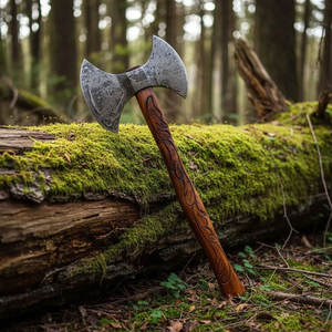 ขวานดาบลิสต์ดามัสกัส ลายอาร์ติซาน เหล็กกล้าแข็งแรง ทนทาน เหมาะสำหรับกิจกรรมกลางแจ้ง ตั้งแคมป์ และตัดไม้ - Product Image 3