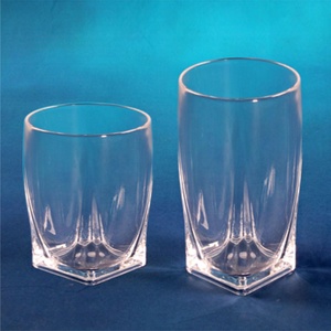 Clear Acrylic Square Base Tumbler Drinking <b>Glass</b> - Product Image 3