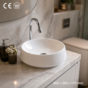 <b>Round</b> Bathroom Sink Wall Mount Minimalist Design Smooth Surface White <b>Basin</b> 5 Year Warranty Made in India - Product Image 3