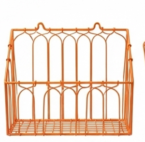 Panier de rangement mural en fil métallique orange de qualité supérieure, forme rectangulaire, style simple, organisateur polyvalent pour un rangement soigné - Product Image 4