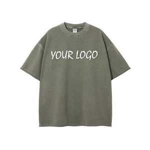 Oversized Men's Cotton T-Shirt Short Sleeve Round Neck Casual Letter Print Front <b>Logo</b> Customizable Design Breathable Jersey Fit - Product Image 3