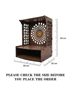 Handcrafted Wooden Om Lotus Mandir Wall Hanging Pooja Temple for Home Decor, Traditional Indian Wooden Prayer Temple, 30×25×40cm - Product Image 2
