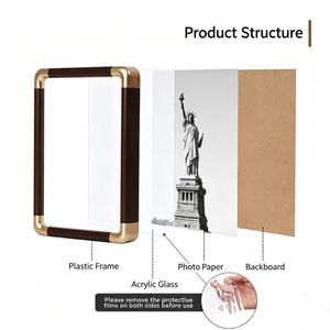 Cadre photo décoratif de bureau en PVC imitation bois, style chinois, 6 pouces, avec bordure en cuivre et <span class=keywords><strong>coins</strong></span> arrondis – Vente en gros - Product Image 6