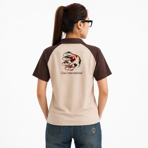 เสื้อโปโลผู้หญิงพิมพ์ลายแบบซับลิเมชั่นสั่งทำขายส่ง คุณภาพสูง ผ้าฝ้าย 100% เสื้อเปล่า ราคาถูก รับผลิตแบบ OEM - Product Image 4