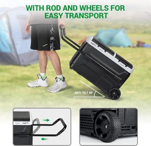 Réfrigérateur portable 12 volts, congélateur de voiture à double zone de 45 litres, contrôle de température indépendant, réfrigérateur à compresseur de 43 litres, roues - Product Image 3