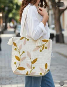cotton <b>floral</b> Bag With Embroidery Pattern Two Straps cotton shoulder bag handloom colours two straps tassel decor style - Product Image 2