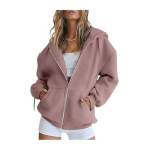 Wholesale Zip Up Hoodie Woman Front Logo Solide Color Hoodies For Woman Casual Hoodie Fall And Summer Fashion Outfits Wholesale - Product Image 3