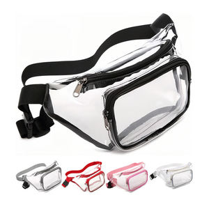 Custom Print Logo Outdoor Sport Running <b>Chest</b> Bag Clear PVC Waterproof Fanny Pack Unisex Crossbody Waist Belt Bag Zipper Closure - Product Image 1