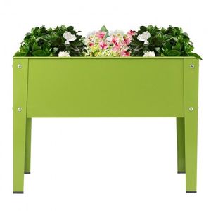 Fioriera da Giardino Rialzata in Metallo Zincato per Esterni 24,5 x 12,5 Pollici con Supporto in Legno - Product Image 2