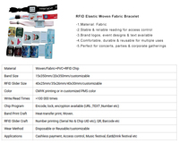 Prix d'usine 213 215 216 Bracelet RFID tissé pour événements, concerts, festivals et cartes d'accès pour enfants