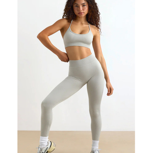 OEM Solid Yoga Wear Set Supplier Nylon Spandex <b>Scrunch</b> <b>Leggings</b> Eco-Friendly Quick Dry Breathable High Waist Custom Logo Design - Product Image 3
