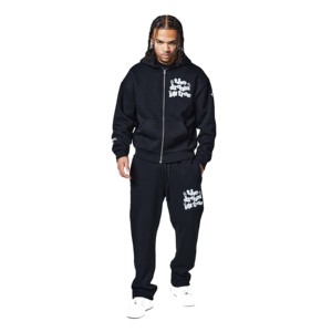 Ensemble de survêtement personnalisé pour homme avec impression en relief, pantalon de jogging respirant et léger en molleton 100 % coton écologique coupe-vent - Product Image 1