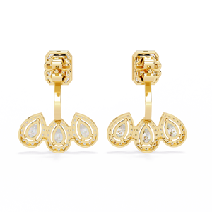 Pendientes de Diamantes Cultivados en Laboratorio con Corte Esmeralda en Forma de Pera, Diseño de Moda, Halo de Oro de 14K, Joyería Elegante para Mujer, Joyería Fina de 3.65 Quilates - Product Image 6