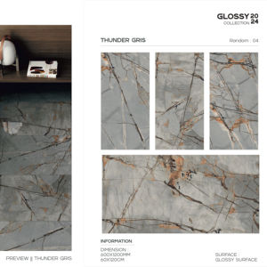 RegalX - Baldosa de Porcelana Brillante de 600x1200, Formato Grande, Superficie Pulida Premium, para Paredes y Pisos, Diseño Interior y Exterior Moderno Plus - Product Image 1