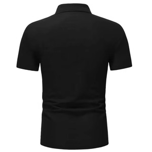 Polo à manches courtes pour homme, noir, uni, tricoté, design décontracté avec bande latérale blanche - Product Image 2