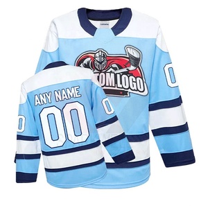 Custom Blue Ice Hockey Jersey Front Sublimated Personalized Player <b>Name</b> Team <b>Name</b> Full Sleeve Moisture Wicking 100% Polyester - Product Image 6