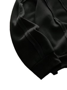 Mens <b>Black</b> Oversized Hoodie Pleated Panel Design French Terry Thick Streetwear Hip Hop Baggy Pullover Plain Hooded <b>Sweatshirt</b> - Product Image 3