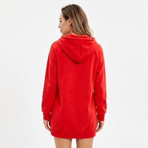 <b>Women's</b> <b>Longline</b> Hoodie Custom Logo Heavyweight <b>Fleece</b> Sweatshirt Casual Streetwear Wholesale Clothing Supplier - Product Image 3