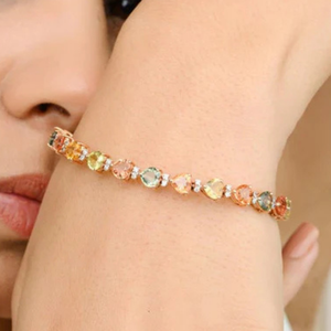 NOVA 14K Heart Shape Multi Sapphire & Diamond Fashion Tennis Bracelet-Daily Wear - Product Image 1
