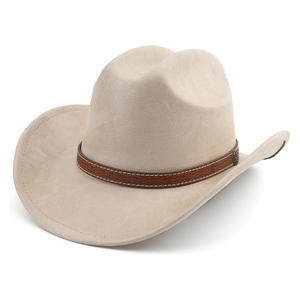 Último Modelo de Sombrero Vaquero Blanco de Ala Ancha con Banda de Cuero Marrón, Sombrero Occidental para Exteriores, Unisex, Personalizable, OEM, ODM - Product Image 5