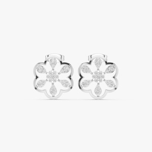 Pendientes de Oro Amarillo de 9K con Diamante Cultivado en Laboratorio de 0.592CT, Diseño de Pétalos de Flor, Corte Brillante Redondo, Joyería Fina al por Mayor - Product Image 4