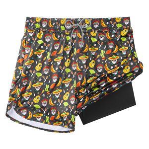 Shorts de bain décontractés pour hommes à imprimé Jour des Morts, séchage rapide, taille à cordon de serrage, vente en gros - Product Image 1
