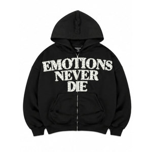 Sweat à capuche zippé oversize pour homme en coton molletonné, style décontracté, mode automne, respirant, avec imprimé lettres sur le devant - Product Image 2