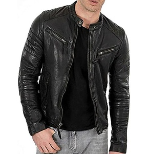 Chaqueta de motorista con cremallera, chaquetas de cuero transpirables antiviento para hombre, chaqueta de cuero para otoño e invierno, chaqueta clásica para hombre - Product Image 4