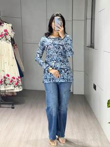 Elegante Kurti Informal de Algodón con Mangas Largas para Uso Diario - Product Image 3