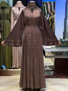 Summer Sale Modest Dubai Beaded Sequined <b>Long</b> Sleeve Abaya Muslim Traditional Handmade Wedding Women Polyester Breathable V Neck - Product Image 5