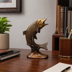 Statue de poisson en laiton poli personnalisée de la marque Shubham, 1,4 kg, décoration d'intérieur, cadeau, sculpture en provenance de l'Uttar Pradesh - Product Image 4