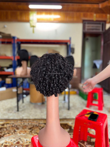 วิกผมบ๊อบหยิกเด้งดึ๋ง 100% ผมแท้ พร้อมหน้าม้า สีธรรมชาติ ไม่ต้องใช้กาว ทรงลอนไข่ฟูมิ ผลิตด้วยเครื่องจักรทั้งหัว  ฐานลูกไม้โปร่งใส - Product Image 5