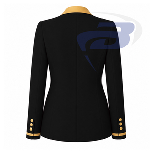 Blazer noir pour femmes de la sororité NCBW avec bordure dorée et broderie de blason, col cranté à un bouton, costume professionnel pour femmes - Product Image 2
