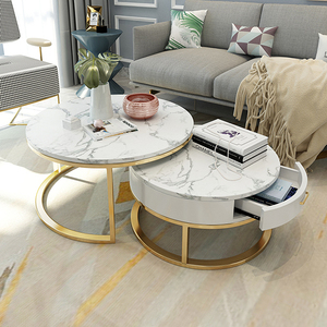 Modern Convertible Living <b>Room</b> <b>White</b> Glass Coffee <b>Table</b> with Gold Storage - Product Image 3